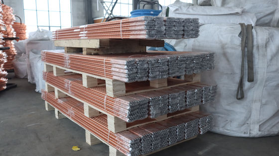 5/8in Diameter Copper Bonded Earth Rods Electroplating / Hot Dipping For Grounding